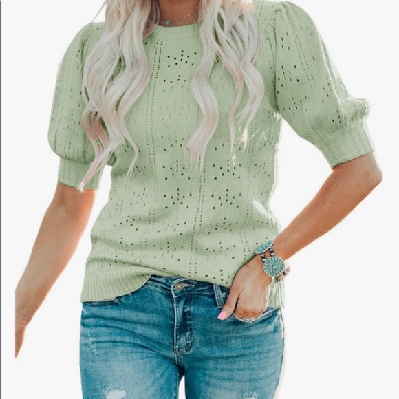 Sweaters - NEW Sage Green Bubble Elbow Sleeve Sweater